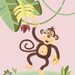 SET OF 4 PINK JUNGLE ANIMALS NURSERY WALL ART PRINT FOR GIRLS