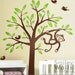 Wall decal Children Nursery Vinyl Wall Decal 2 Monkeys with Branch and Tree with Birds - Baby Room decor wall decal Kids room sticker