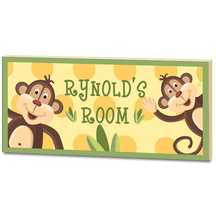 Personalized Door Sign Plaque Jungle Monkeys