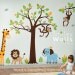 Safari Jungle Animals Monkey Giraffe Elephant Lion HUGE Wall Decal Tree Set  - Nursery Kids Playroom Room Decor Vinyl Wall Decal Sticker Art