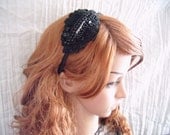 Stunning black beaded sequin headband -- perfect hair accessory for a wedding guest or the bridal party