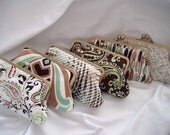PICK YOUR PRINT  whimiscal satin clutch in brown and greens, makes a perfect gift for bridesmaids -- the Camden Clutch