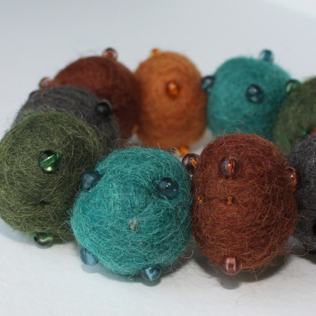 Jewel Tone Felt Beaded Bracelet