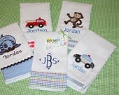 Choose Your Designs - Set of 5 Burp Cloths for Boy or Girl