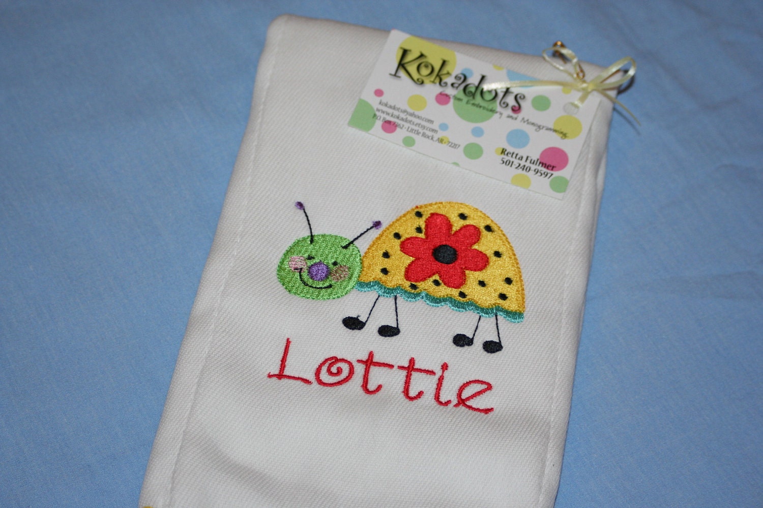 Lady Bug - Embroidered Burp Cloth for a Girl