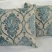 Pillow \/ cushion covers - set of two in powder blue velvet brocade -- 16x16 inches
