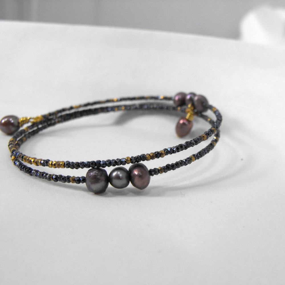 Delicate Lavender and Deep Blue Bracelet. Recycled. One of a Kind. Handmade Accessories. Eco Friendly Jewelry.