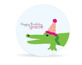 Personalized Melamine Gator Birthday Plate in Pink