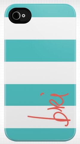 Personalized striped iphone case with name