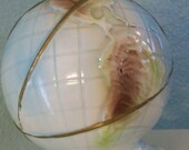 Vintage Globe Bank: ceramic, blue, green, brown, piggy, vacation, trip, travel decor