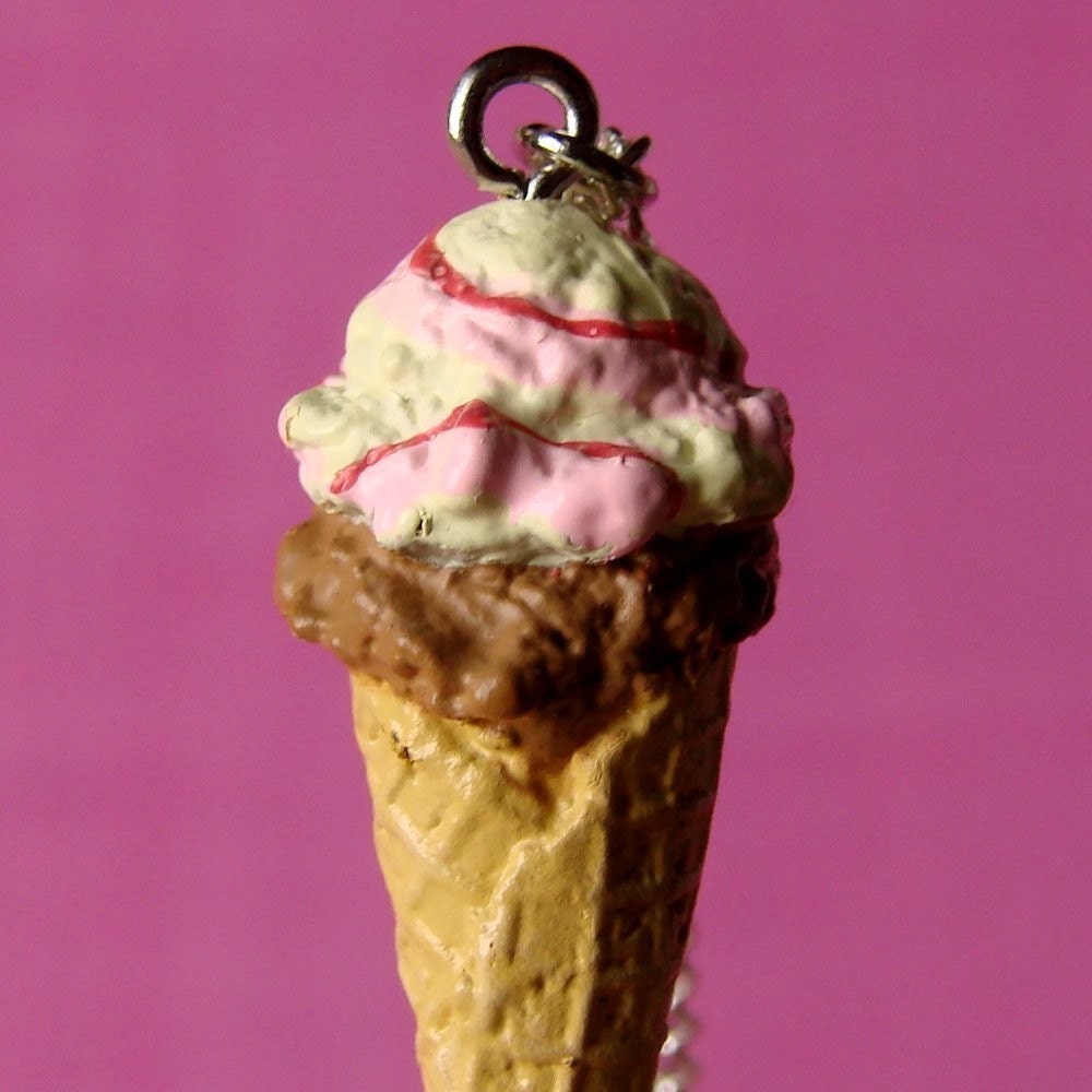 Miniature Faux Food Necklace - Dainty Little Ice Cream Cone