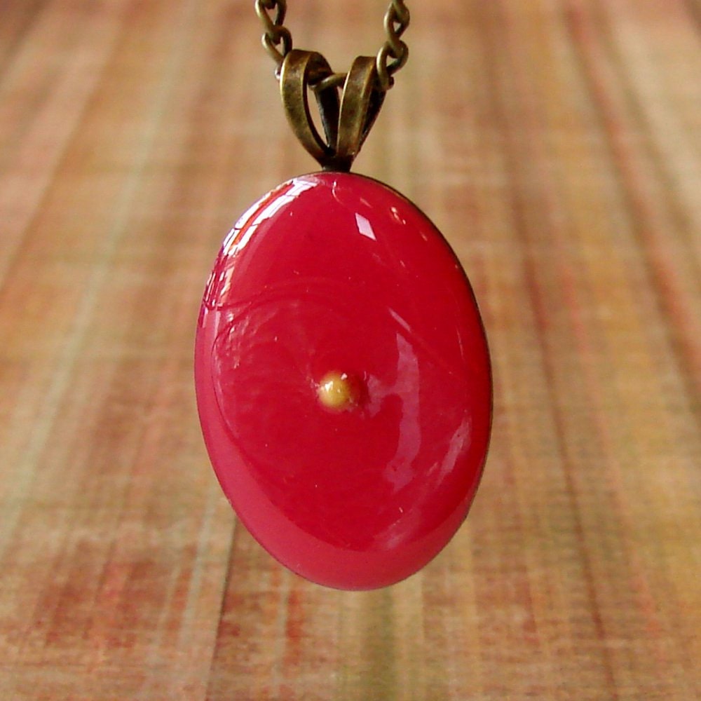 The Mustard Seed Necklace... Hot, Hot Pink on Antique Brass