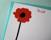 Poppy note cards - set of 12 personalized
