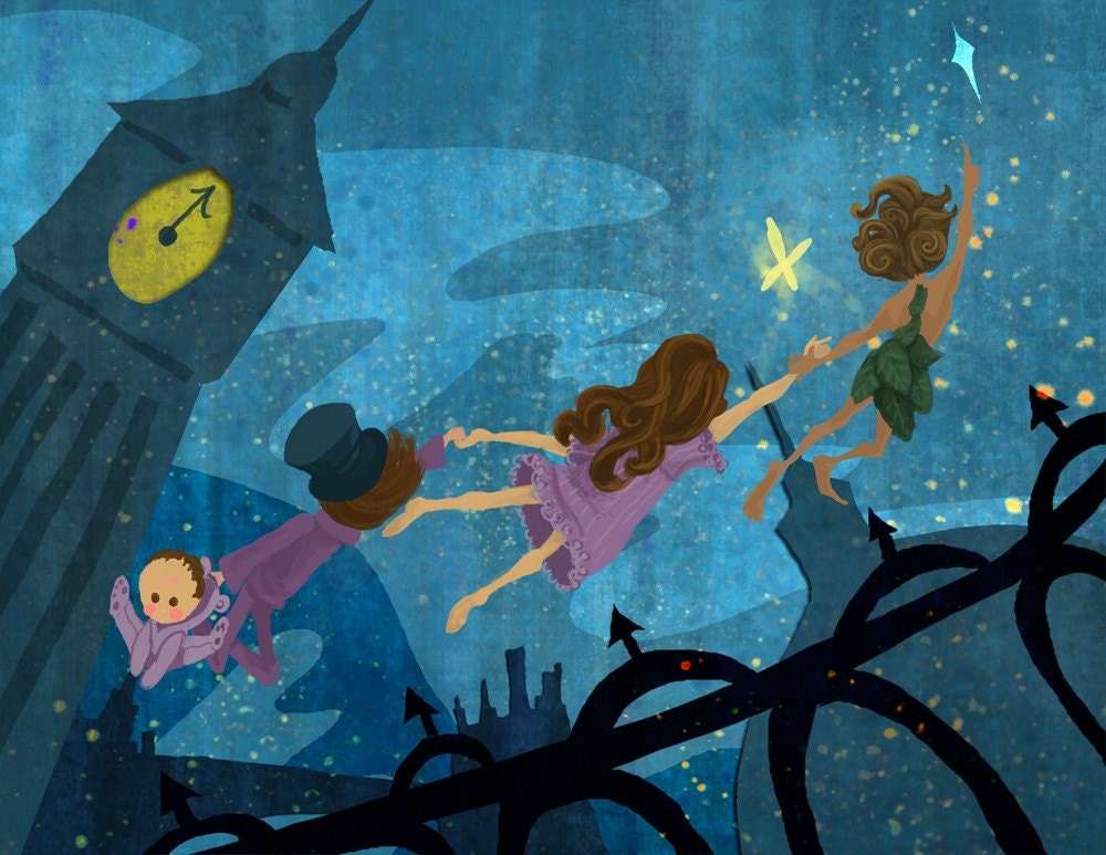 Flying Lessons Peter Pan Homage Art Print 5x7