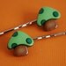 Chunky Brown and Green Mushroom Bobby Pin Pair