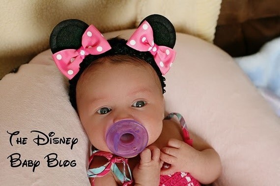 494 New baby headbands and clips 75 Minnie Mouse Ear Hair Clips on a Headband with Bows Baby Style   
