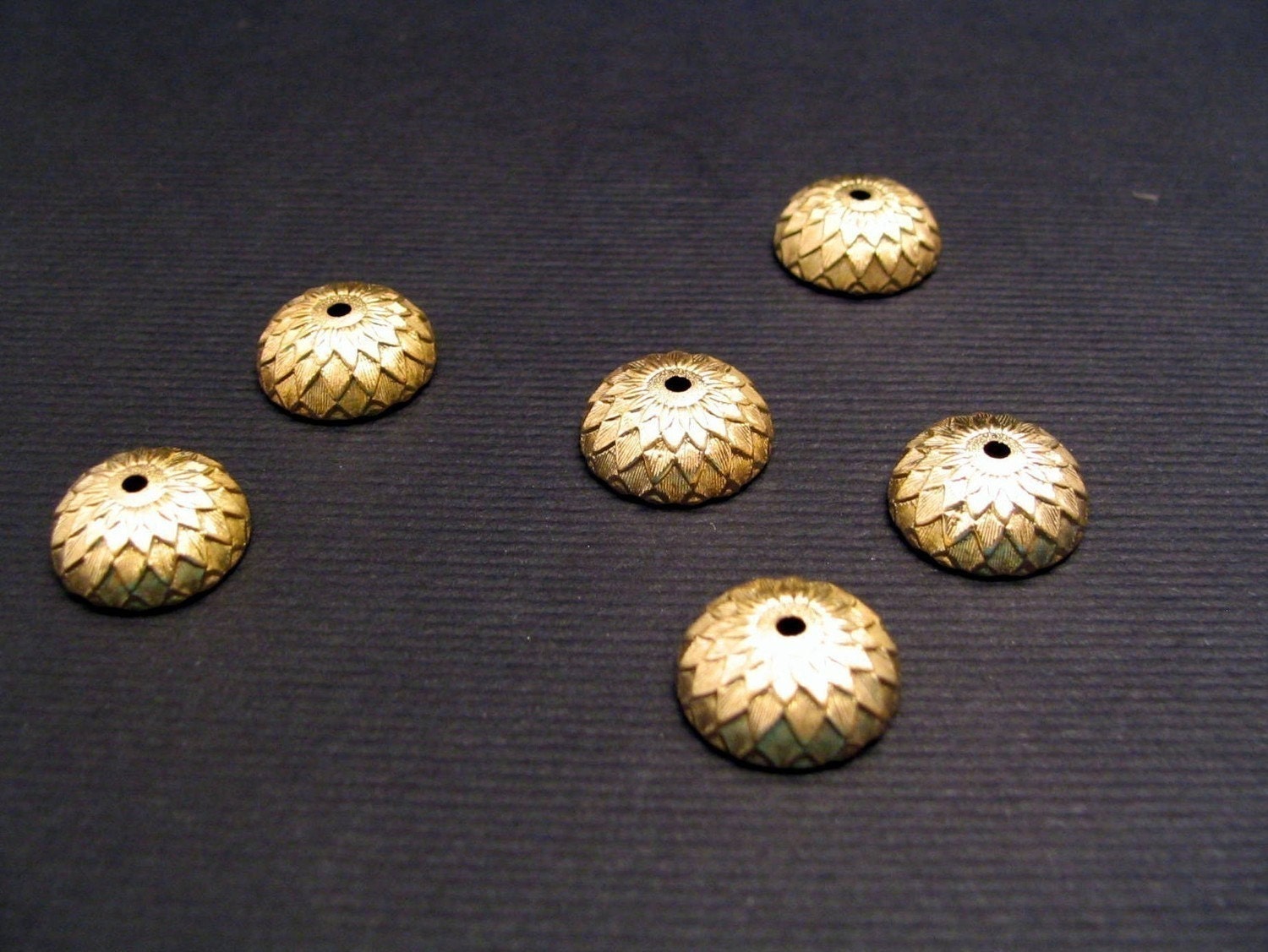 Raw Brass Acorn Caps(6)-S3907