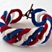 Irish Crochet Bracelet Fiber Bracelet Chainmail Patriotic Red White Blue