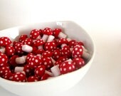 ON SALE- Red Wool 40 Needle Felted Toadstools Mushrooms -Home Decor Woodland - was 88 dollars now 69 dollars