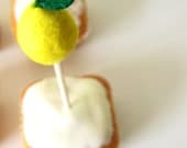 ON SALE - 10 Lemon Cake Toppers - Wool Needle felted - Party Decoration - was 22 dollars now 18 dollars