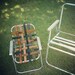 vintage aluminum folding MINI-ME LAWNCHAIR re-webbed with vintage western belts. yee-haw.