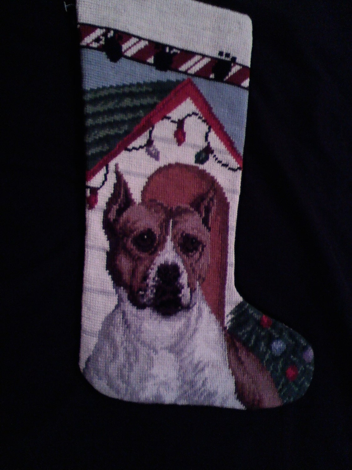 Pit Bull Needlepoint Christmas Stocking