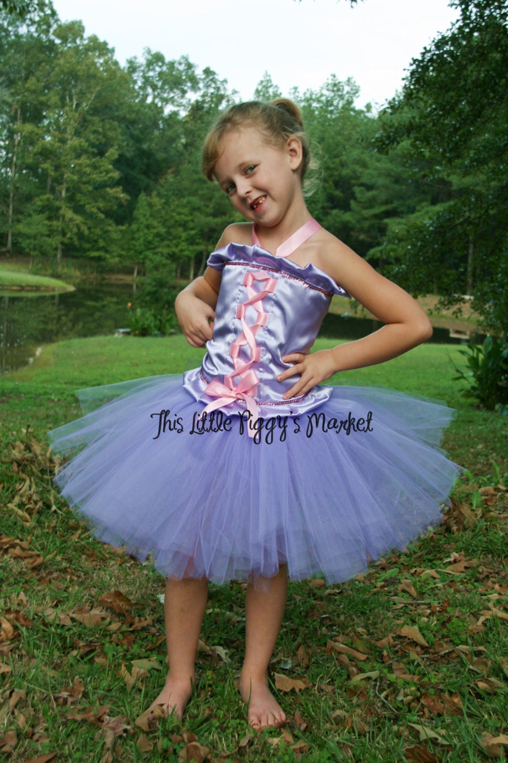 Rapunzel - Tangled - Girls Princess Tutu Dress and Corset Halloween Costume Set Birthday Pageant Size o-10y