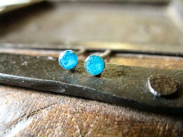 Sterling silver dot post earrings turquoise