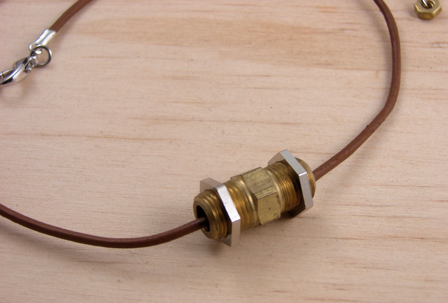 Mens Necklace Leather Cord Hardware Jewelry