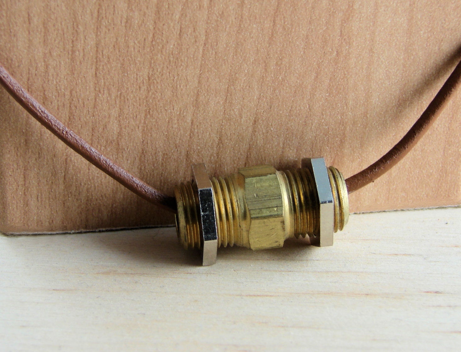 Mens Necklace Leather Cord Hardware Jewelry
