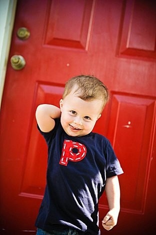 TWO SHORT SLEEVE super cute t shirt.  you choose tee color, letter or number, felt and yarn.  american apparel.