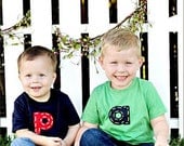 SUPER CUTE SHORT Sleeve design your own t shirts.  you pick tee color, letter or number, felt and yarn colors.  american apparel.
