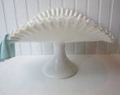 Vintage Fenton Milk Glass Silver Crest Footed Banana Bowl