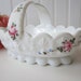 Vintage Westmoreland Roses & Bowls Milk Glass Basket