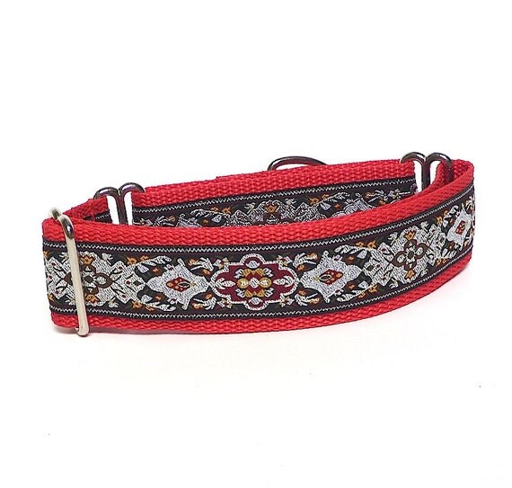1.5 Red Martingale Dog Collar RENAISSANCE RED by GreytEscape