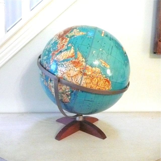 Weber Costello 12" Physical Contour Relief World Globe 1968