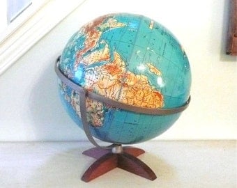 Weber Costello 12" Physical Contour Relief World Globe 1968