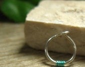 Cartilage Hoop Earring Sterling Silver with Teal Wrap SINGLE