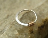 Nose Rings Sterling Silver with 14k Pink Gold Filled Wrap