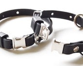 Adjustable Leather Quick-Release Dog Collar in Black Medium size