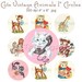 Cute Vintage Animals Graphics 1 Inch Circles Bottle Cap Art Set 4x6