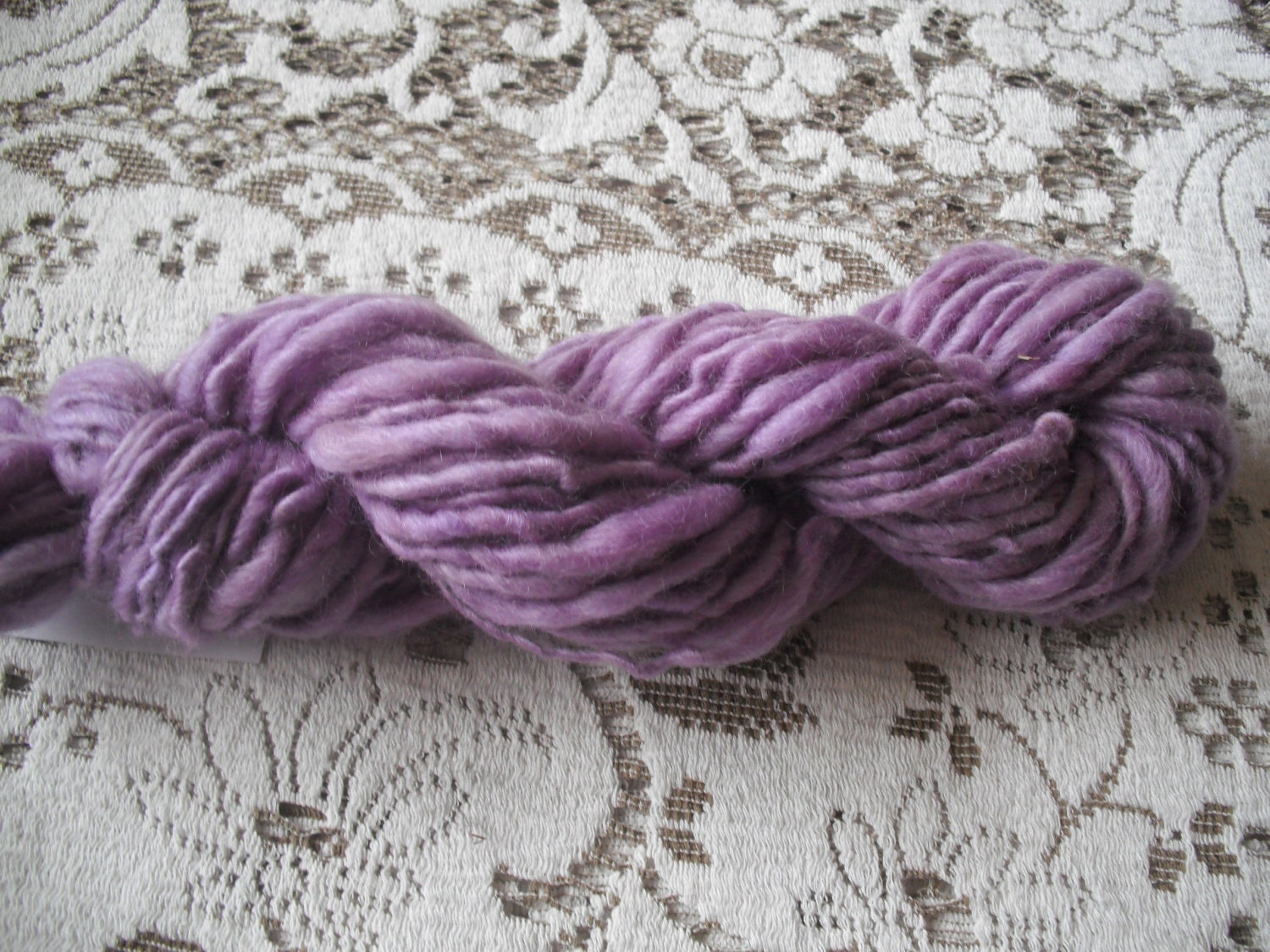 Thick and Thin Handspun Yarn, Lavender, 46 yds