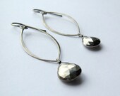 Gemstone Jewelry Earrings, Silver  Gemstone Earrings,  Oxidized Silver Marquis