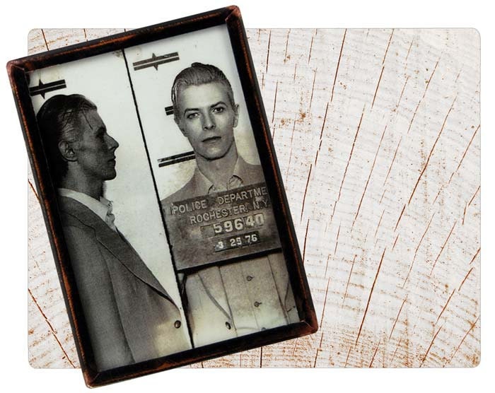 Handmade Copper Mirror / David Bowie Mugshot / Pocket Mirror / Purse Mirror