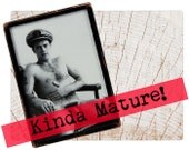 Handmade Copper Mirror / Pocket Mirror / Purse Mirror /  50s Male Pin up Sexy Mature Beefcake