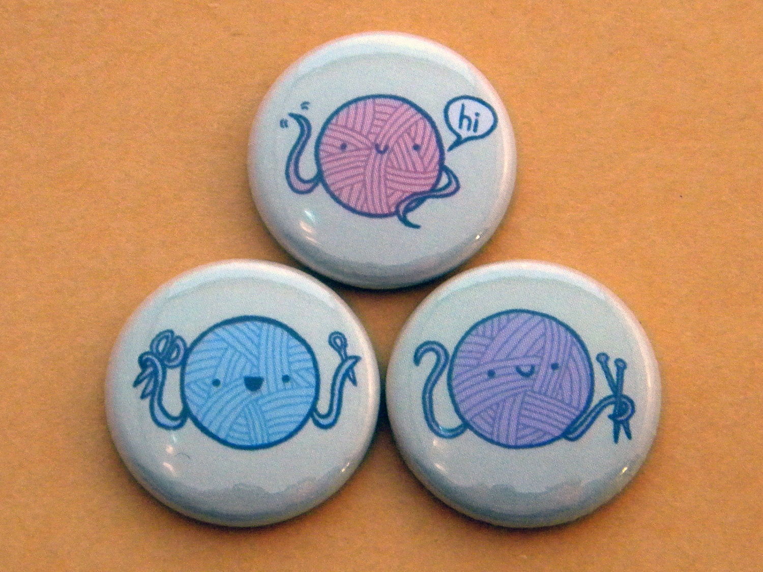 Knit Yarn Ball Button Set