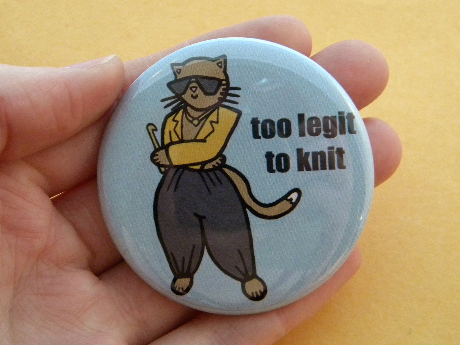 Too Legit To Knit Cat Pocket Mirror