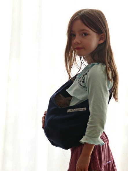 Navy Blue Child's Toy Pouch Sling for Dolls or Teddies 1-8yo