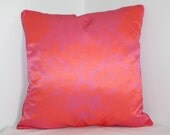 Chevron Cat - 16 in Silk, Down-filled Pillow - Red and Hot Pink - wickedmint