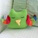 Green and Rainbow Striped Owl - Plush Animal Toy made with Recycled Sweaters